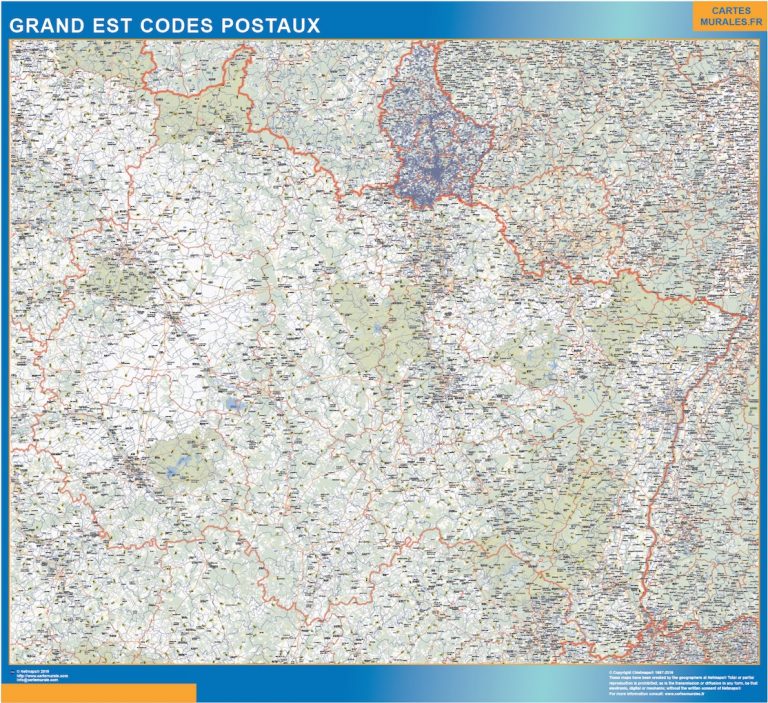 Carte Grand Est codes postaux