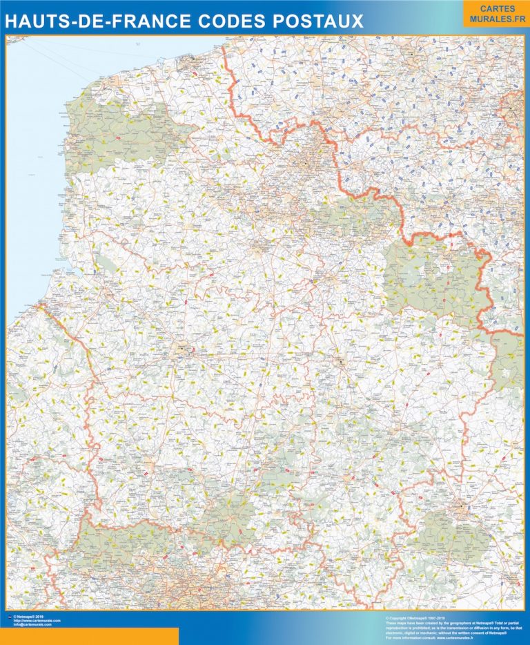 Carte Hauts de France codes postaux