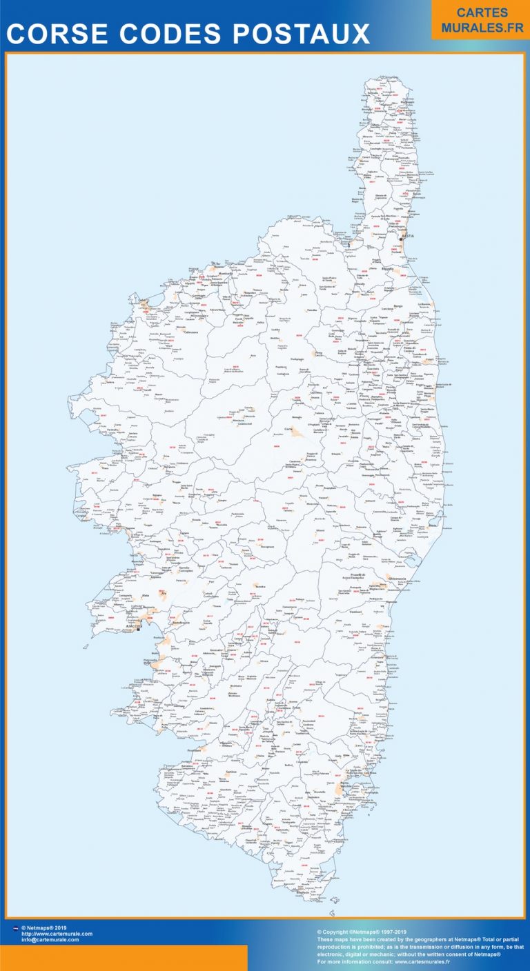 Carte Région Corse codes postaux
