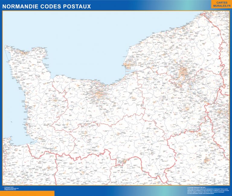 Carte Région Normandie codes postaux