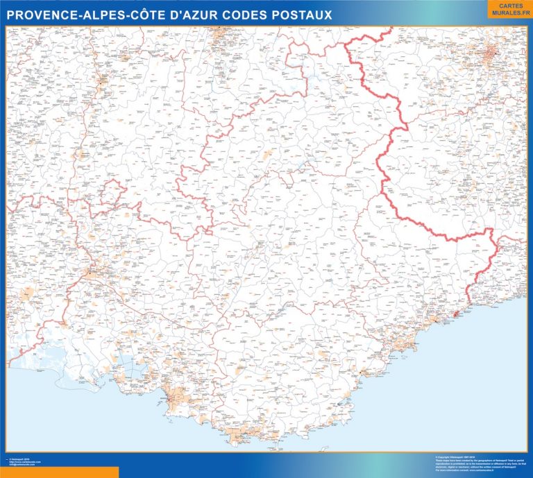 Carte Région Provence-alpes cote azur codes postaux